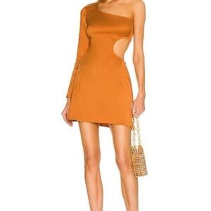 Cult Gaia One-Shoulder Dress in Rich Orange